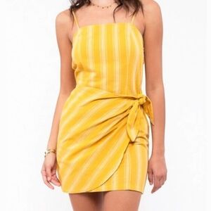Lovely Yours Boutique Yellow Striped Wrap Mini Dress - NWT - Large